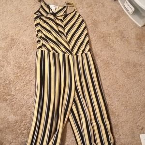 Yellow and Navy Thin Strapped Body Suit